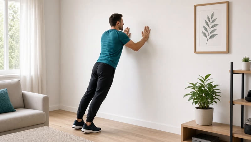 Reta demonstrating a wall push-up